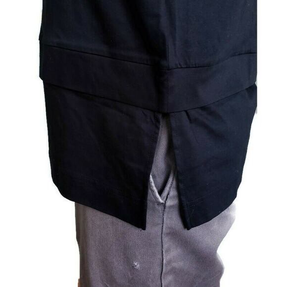 QUINN Qi mens long sleeve mock neck 1/2 zip shirt athletic tee navy blue Size M - Picture 4 of 10